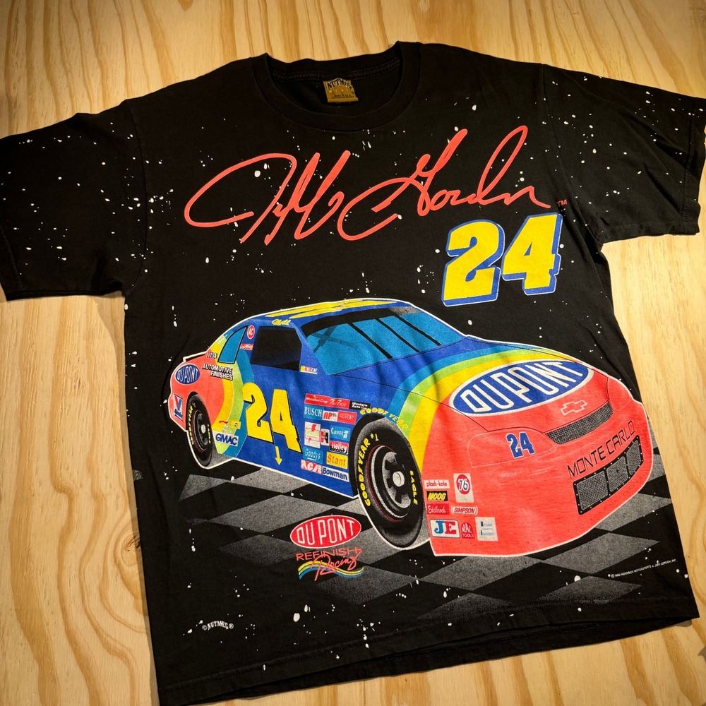 Nutmeg Men Vintage Jeff Gordon DuPont Racing All Over Print T-Shirt Black Size L